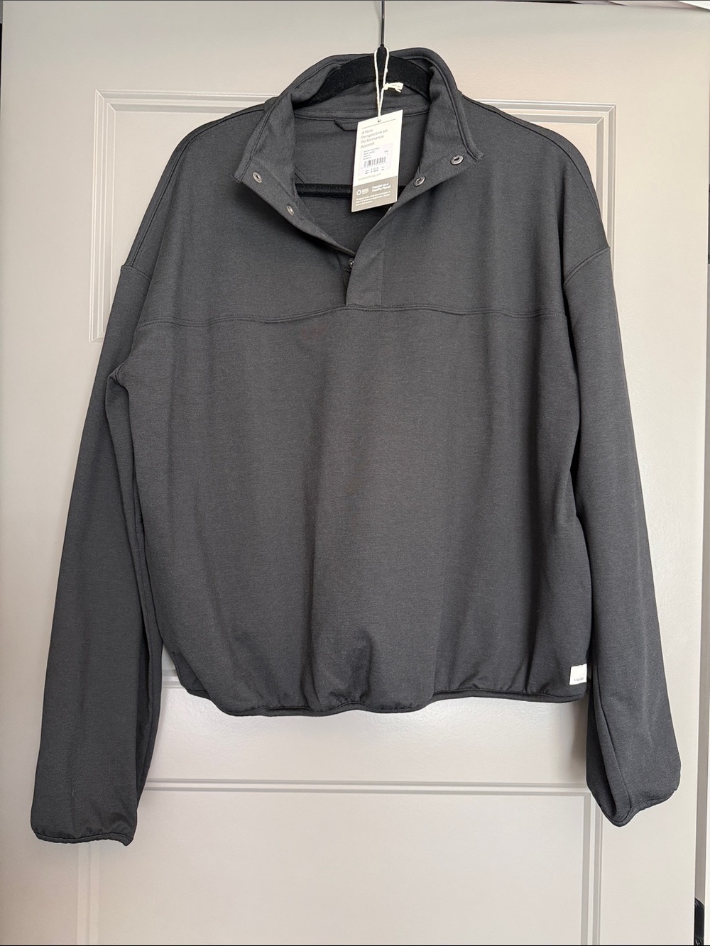 Vuori Black Heather Granite Snap Mock Pullover - Picture 5 of 6